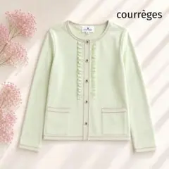 【クレージュ】美品✨アンサンブル長袖カーディガンセット40フリル ロゴ シルク混のサムネイル
