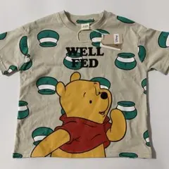 綿　100% くまのプーさん　はちみつ　グレージュ　オーバーサイズTシャツ　90のサムネイル