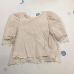 ナイスクラップ　チュール重ね 半袖ブラウス ベージュ