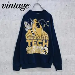 f0093 US 古着 ビンテージ スウェット L ネイビー ビッグプリント