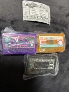 サンリオ　カセットテープ　チャーム　ガチャ3個セット　クロミ、ポチャッコ、バツ丸