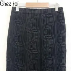 【Chez toi】カットジャガードナロースカート　ブラックのサムネイル