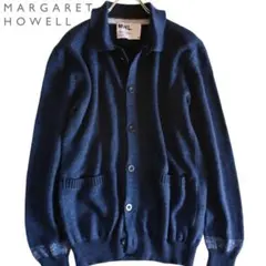 【MARGARET HOWELL】極美品　襟付きニットカーディガン　紺　M★