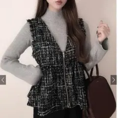 GRL ラメツイードペプラムジップアップベスト 美品