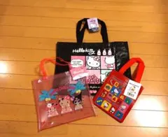 ハローキティ　ダイソー　セリア　ビニールバッグ　PPバッグ セット