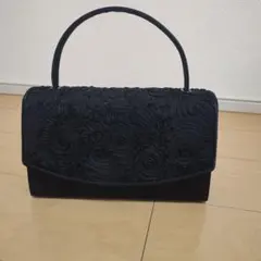 岩佐？ ブラックフォーマルバッグ 花柄刺繍