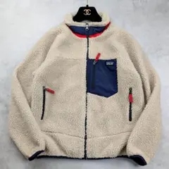 patagonia フリースジャケット XL ベージュ/ネイビー