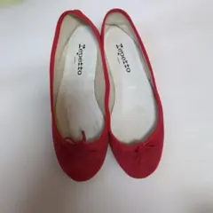 美品 Repetto 赤 フラットシューズ リボン付き レインシューズ 38