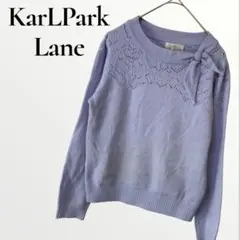 カールパークレーン ニット セーター リボン ライトブルー 【M 】大人可愛い