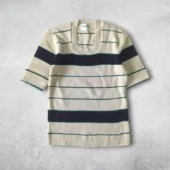 ボーダー ニット 半袖 レトロ配色 XS 古着 カジュアル サマーニット