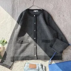 美品(LL)ニットカーディガン/長袖セーター/羽織り/上着/フロントボタン