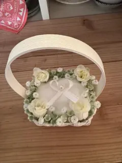 リングピロー ホワイト バスケット型（リングピロー×籠セット）一つ用