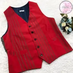【後ろもオシャレな派手なイタリア製ベスト！】Bevilacqua　S　ジレ　古着