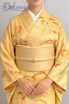 《11K07》洗える着物 小紋 袷 化繊 薄オレンジ 対象身長～156cm