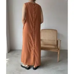 【美品】esica ノースリーブロングワンピース　オレンジのサムネイル