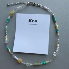 №2190天然石 ターコイズブルービーズネックレス