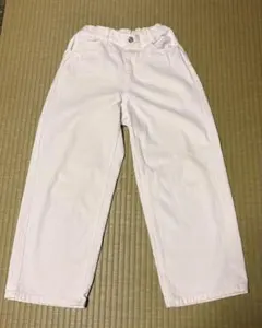 女の子白デニムワイドパンツ140