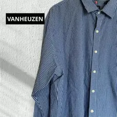 VANHEUZEN 　XXL 青と白のチェック柄 ボタンダウンシャツ
