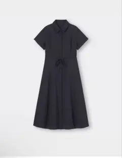 GU カラーシャツワンピース(半袖) 黒