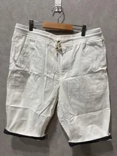 メンズ ホワイト ハーフパンツ ウエストゴム