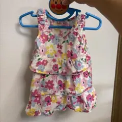 値下げ　ミキハウス　花柄　ノースリーブチュニック　90