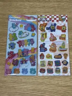 スポンジボブ ケアベア PLAZA ぷっくりシートステッカー ２枚セット