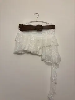 ホワイトフリルミニスカート ベルト付き