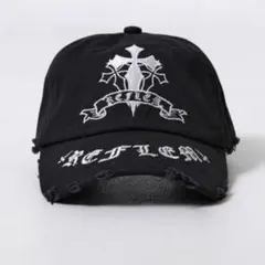 REFLEM レフレム クロス刺繍ダメージデニムCAP