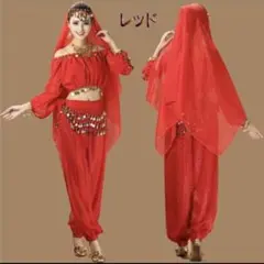 レッド ベリーダンス セットアップ➕フェイスマスク