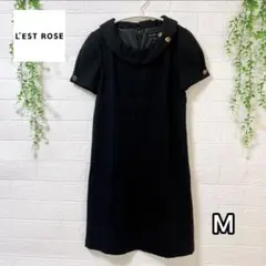 レストローズアミー 美シルエット 半袖ワンピース 黒 ストレッチ 日本製 M