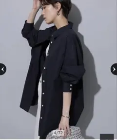 Arpege storyビッグコクーンシャツ Sサイズ 紺のサムネイル