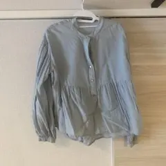 ZARA ライトブルー 長袖 フリルシャツ