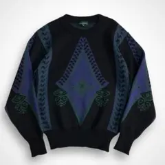 値下げ【VINTAGE】80s 90s エンブレム調デザイン ビンテージニット