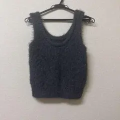 グレー ベスト ニットベスト ビスチェ 流行り Mサイズ シャギーニットベスト