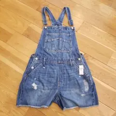 【新品未使用タグ付き】160cm ウォッシュウェル デニムショートオール