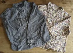 COMME CA ISM チェック柄シャツ 花柄シャツ 2枚セット