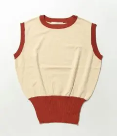 【新品】CPCM　ニット 裾リブ配色ノースリニットプルオーバー　フリーサイズ