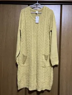 【naturalistic】ニットワンピース からし色 ポケット付き タグ付き