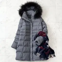 極美品♪インディヴィ　ダウン　ラクーン　3WAY フード　コート　ロング　M