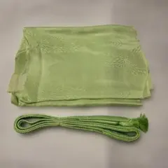 薄緑の絹製帯揚げと帯締めセット