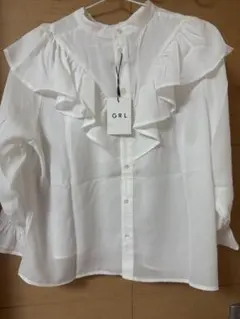 GRL フリル付き長袖ブラウス ホワイト