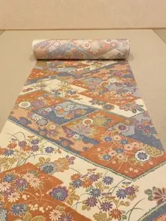 大幅値下げ相談可能⭕️花柄着物反物 オレンジ 青