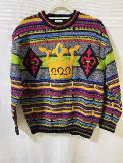 ficce 龍 ドラゴン マルチカラー ニット 80s レアカラー FICCE - 【激レア】フィッチェ FICCE ドラゴン 龍 デザインニット