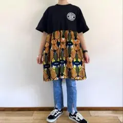 vintage Tee × African Batik Remake tunic