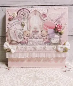 おすそ分けコラージュ素材折り紙収納蛇腹＆蜂の巣蛇腹BOX❁⃘*.マカロンくまちゃん