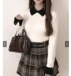 【GRL】フェザー配色襟付きニットトップス[k9368f]