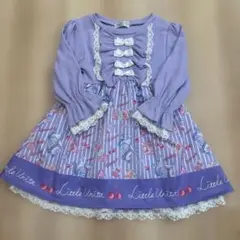 美品 110cm エコネコ 長袖 ワンピース パープルのサムネイル