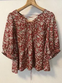 ブラウス(赤　花柄　ナチュラルビューティーベーシック)