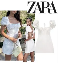 完売品　新品タグ付き　ZARA ザラ　パフスリーブ　ワンピース