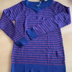 Double Focus ネイビー ピンク ストライプ ニット